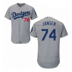 Mens Majestic Los Angeles Dodgers 74 Kenley Jansen Gray Alternate Road Flexbase Collection 2018 World Series Jersey