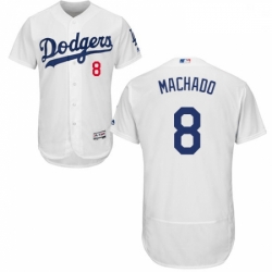 Mens Majestic Los Angeles Dodgers 8 Manny Machado White Home Flex Base Authentic Collection MLB Jersey