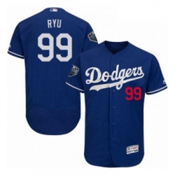 Mens Majestic Los Angeles Dodgers 99 Hyun Jin Ryu Royal Blue Flexbase Authentic Collection 2018 World Series Jersey