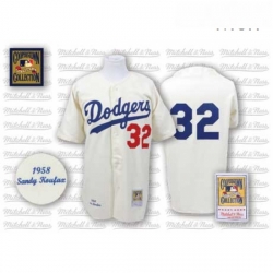 Mens Mitchell and Ness Los Angeles Dodgers 32 Sandy Koufax Authentic White Throwback MLB Jersey