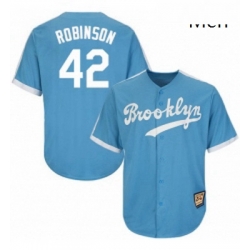 Mens Mitchell and Ness Los Angeles Dodgers 42 Jackie Robinson Replica Light Blue Throwback MLB Jersey