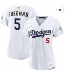 Women Los Angeles Dodgers Freddie Freeman Nike White 2026 Gold Collection Stadium Jersey Women Los Angeles Dodgers Freddie Freeman Nike White 2026 Gold Collection Stadium Jersey