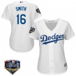 Will Smith Womens Los Angeles Dodgers White Replica Cool Base Home 2018 World Series Jersey Majestic