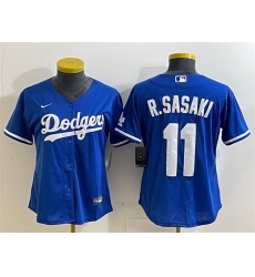 Women Los Angeles Dodgers 11 Roki Sasaki Royal Cool Base Stitched Baseball Jersey 