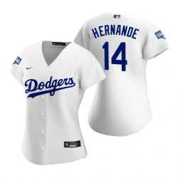 Women Los Angeles Dodgers 14 Enrique Hernandez White 2020 World Series Champions Replica Jersey