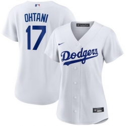 Women Los Angeles Dodgers 17 Shohei Ohtani White Stitched Jersey 28Run Small 29s