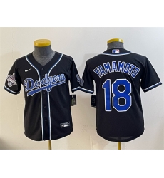 Women Los Angeles Dodgers 18 Yoshinobu Yamamoto Black Fashion 2025 World Series Champions Cool Base Stitched Baseball Jersey 