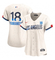 Women Los Angeles Dodgers 18 Yoshinobu Yamamoto Cream 2024 City Connect Limited Stitched Jersey