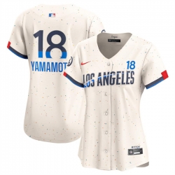 Women Los Angeles Dodgers 18 Yoshinobu Yamamoto Cream 2024 City Connect Limited Stitched Jersey