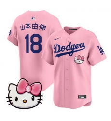 Women Los Angeles Dodgers 18 Yoshinobu Yamamoto Pink 2025 Hello Kitty Vapor Limited Stitched Baseball Jersey 