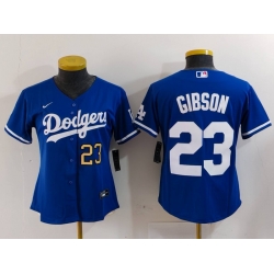 Women Los Angeles Dodgers 23 Kirk Gibson Blue Stitched Jersey 5