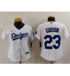 Women Los Angeles Dodgers 23 Kirk Gibson White Stitched Jersey