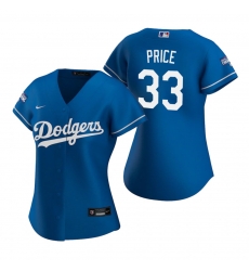 Women Los Angeles Dodgers 33 David Price Royal 2020 World Series Champions Replica Jersey