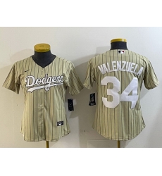 Women Los Angeles Dodgers 34 Fernando Valenzuela Authentic Collection Stitched MLB Jersey