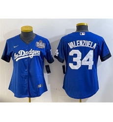 Women Los Angeles Dodgers 34 Toro Valenzuela Blue 2024 World Series City Connect Cool Base Stitched Baseball Jersey 