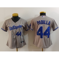 Women Los Angeles Dodgers 44 Vicente Padilla Grey Stitched Jersey 10