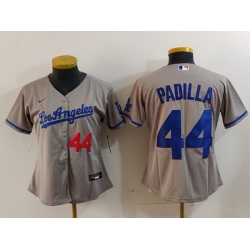 Women Los Angeles Dodgers 44 Vicente Padilla Grey Stitched Jersey 11