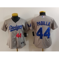 Women Los Angeles Dodgers 44 Vicente Padilla Grey Stitched Jersey 4