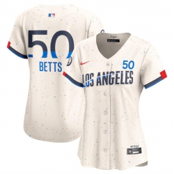 Women Los Angeles Dodgers 50 Mookie Betts Cream 2024 City Connect Limited Stitched Jersey