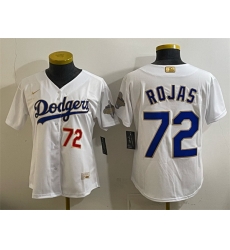 Women Los Angeles Dodgers  72 Miguel Rojas White 2026 Gold Collection Stadium Stitched Baseball Jersey Run Small 
