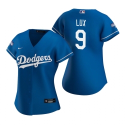 Women Los Angeles Dodgers 9 Gavin Lux Royal 2020 World Series Champions Replica Jersey