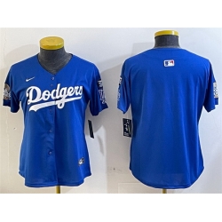 Women Los Angeles Dodgers Blank Royal 2024 World Series With Fernando Memorial Patch Alternate Limited Stitched Baseball Jersey 