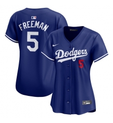 Women Los Angeles Dodgers Freddie Freeman #5 Blue Flex Base 2024 Home Stitched Jersey