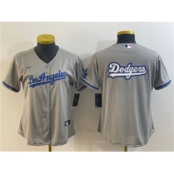 Women Los Angeles Dodgers Grey Team Big Logo Stitched Jersey 1