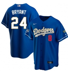 Women Los Angeles Dodgers Kobe Bryant Championship Gold Trim Blue Limited All Stitched Flex Base Jersey