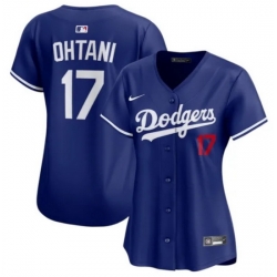 Women Los Angeles Dodgers Shohei Ohtani #17 Blue  Home Flex Base Stitched Jersey