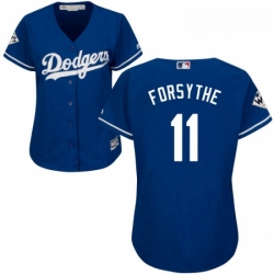 Womens Majestic Los Angeles Dodgers 11 Logan Forsythe Authentic Royal Blue Alternate 2017 World Series Bound Cool Base MLB Jersey 