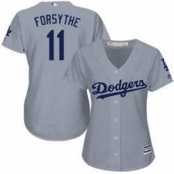 Womens Majestic Los Angeles Dodgers 11 Logan Forsythe Replica Grey Road Cool Base MLB Jersey 