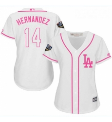 Womens Majestic Los Angeles Dodgers 14 Enrique Hernandez Authentic White Fashion Cool Base 2018 World Series MLB Jersey