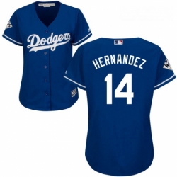 Womens Majestic Los Angeles Dodgers 14 Enrique Hernandez Replica Royal Blue Alternate 2017 World Series Bound Cool Base MLB Jersey