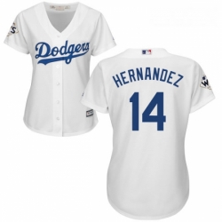 Womens Majestic Los Angeles Dodgers 14 Enrique Hernandez Replica White Home 2017 World Series Bound Cool Base MLB Jersey