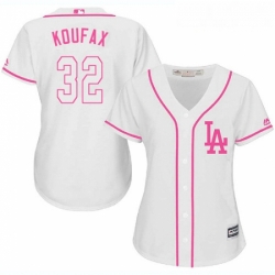 Womens Majestic Los Angeles Dodgers 32 Sandy Koufax Replica White Fashion Cool Base MLB Jersey