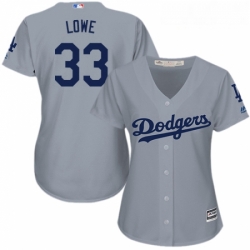 Womens Majestic Los Angeles Dodgers 33 Mark Lowe Replica Grey Road Cool Base MLB Jersey 