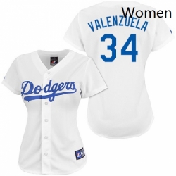 Womens Majestic Los Angeles Dodgers 34 Fernando Valenzuela Authentic White MLB Jersey