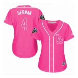 Women's Majestic Los Angeles Dodgers #4 Babe Herman Authentic Pink Fashion Cool Base 2018 World Series MLB Jersey