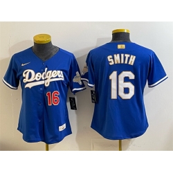 Youth Los Angeles Dodgers  16 Will Smith Royal 2026 Alternate Gold Collection Stadium Stitched Baseball Jersey