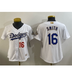 Youth Los Angeles Dodgers  16 Will Smith White 2026 Gold Collection Stadium Stitched Baseball Jersey