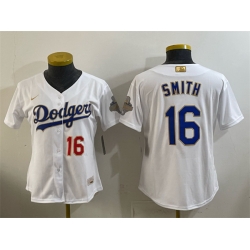 Youth Los Angeles Dodgers  16 Will Smith White 2026 Gold Collection Stadium Stitched Baseball Jersey