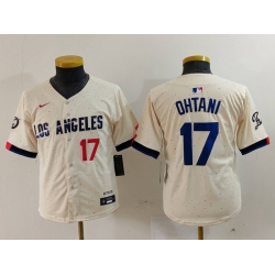 Youth Los Angeles Dodgers 17 Shohei Ohtani Cream Stitched Baseball Jersey 3