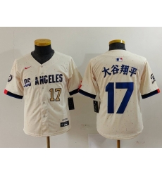 Youth Los Angeles Dodgers 17 Shohei Ohtani Cream Stitched Baseball Jersey 5