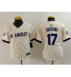 Youth Los Angeles Dodgers 17  Shohei Ohtani Cream Stitched Baseball Jersey