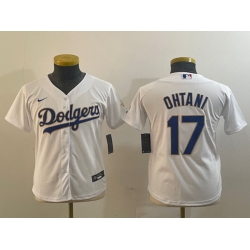 Youth Los Angeles Dodgers 17 Shohei Ohtani White Gold Stitched Jersey