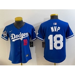Youth Los Angeles Dodgers  18 MVP Royal 2025 World Series Champions Patch Limited Stitched Baseball Jersey