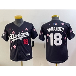 Youth Los Angeles Dodgers  18 Yoshinobu Yamamoto Black 2025 Tokyo Series Limited Stitched Baseball Jersey
