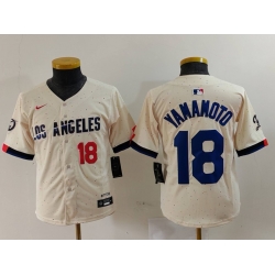 Youth Los Angeles Dodgers 18 Yoshinobu Yamamoto Cream Stitched Baseball Jersey 1