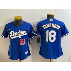 Youth Los Angeles Dodgers  18 Yoshinobu Yamamoto Royal 2026 Alternate Gold Collection Stadium Stitched Baseball Jersey